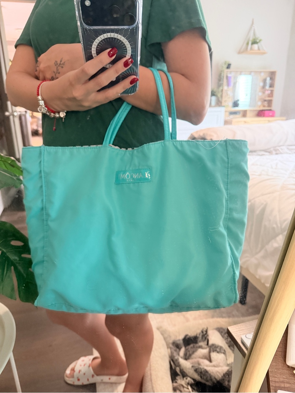 Lancome Turquoise Tote Bag with Double Top Handles
